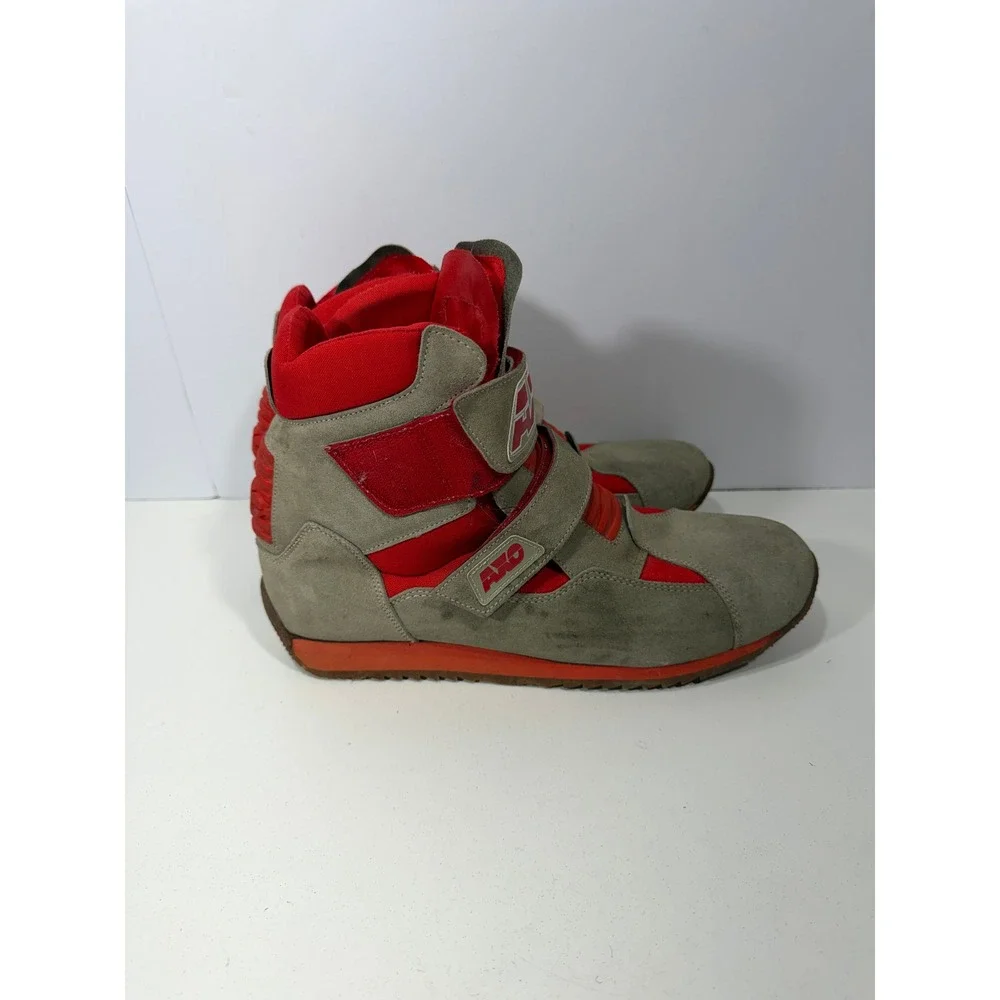 Vintage AXO Grey Red Suede Motocross Sport Boots High Top 90s Favaro Design‎